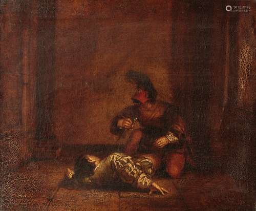 CONTINENTAL SCHOOL Study of a soldier kneeling over a fallen foe