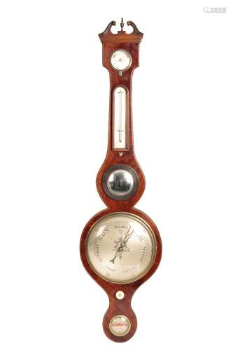 19TH CENTURY MAHOGANY BANJO BAROMETER