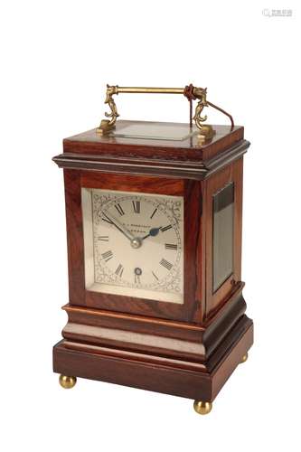 19TH CENTURY ROSEWOOD FOUR GLASS MANTLE CLOCK