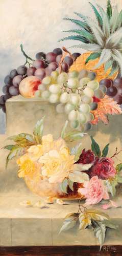 H CLARE, 19TH/20TH CENTURY Still life study of fruit and flowers