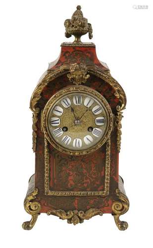 A FRENCH BOULLE MANTLE CLOCK