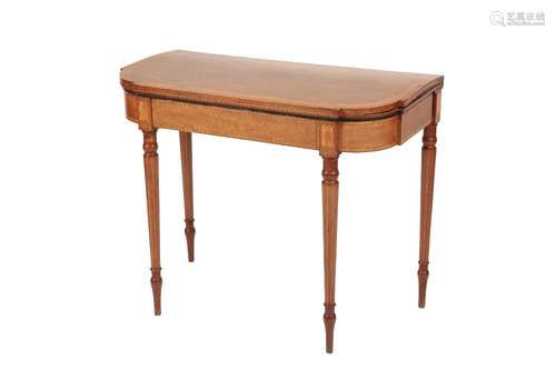 GEORGE III MAHOGANY AND SATINWOOD BANDED GAMES TABLE