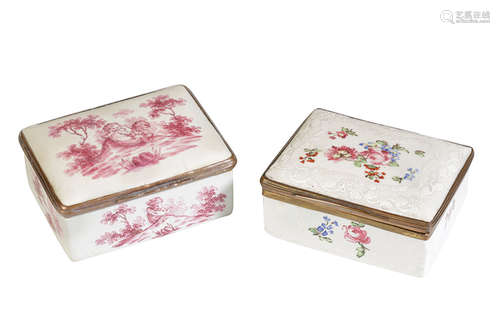 TWO CONTINENTAL ENAMEL SNUFF BOXES