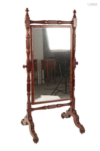 GEORGE IV MAHOGANY CHEVAL MIRROR