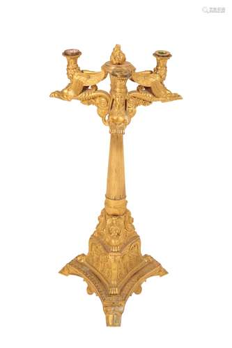 FINE AND IMPRESSIVE GILT-BRONZE EMPIRE CANDELABRA