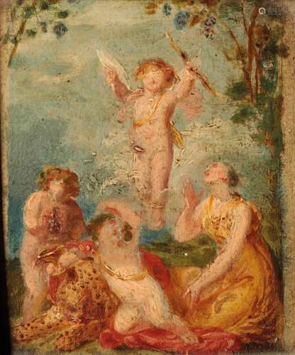 ATTRIBUTED TO THOMAS STOTHARD (1755-1834) A maiden, putti and a leopard in a garden