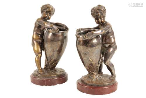 PAIR OF FRECH SILVERED BRONZE FIGURAL VASE, AFTER LOUIS KLEY