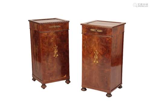 PAIR OF FRENCH MAHOGANY EMPIRE SIDE CABINETS