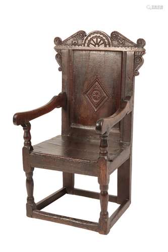 CHARLES II CARVED OAK WAINSCOT CHAIR