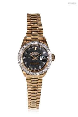 ROLEX 18CT GOLD OYSTER PERPETUAL DATE JUST LADY'S BRACELET WATCH