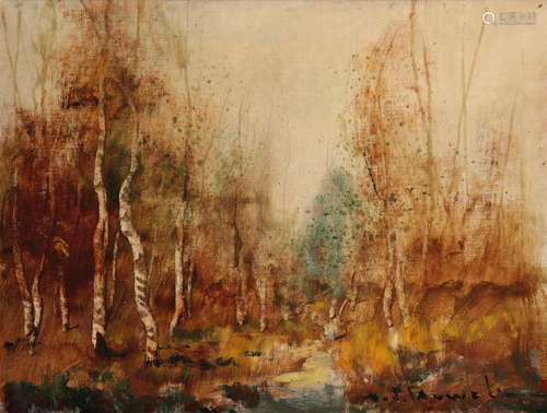 •HENRI JOSEPH PAUWELS (1903-1983) Study of woodland stream