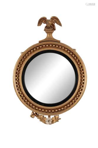 REGENCY STYLE GILTWOOD CONVEX MIRROR