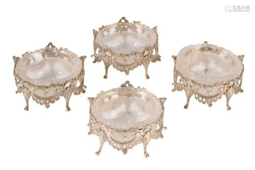 SET OF FOUR VICTORIAN SILVER SALTS