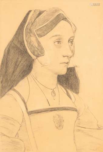 AFTER HANS HOLBEIN THE YOUNGER (c.1497-1543) A head and shoulders portrait of a lady