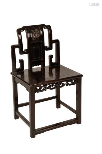 CARVED HARDWOOD 'ZITAN' SIDE CHAIR