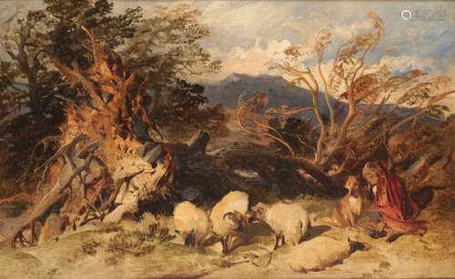 SIR EDWIN HENRY LANDSEER (1802-1873) 'Landscape with Shepherd and Sheep'