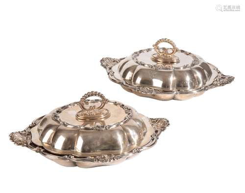 PAIR OF VICTORIAN SILVER ENTREE DISHES AND COVERS