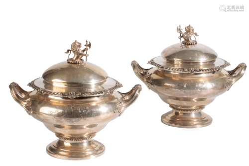 PAIR OF VICTORIAN SILVER SOUP TUREENS