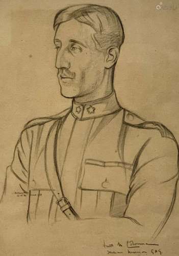 SIR WILLIAM ROTHENSTEIN (1872-1945) A bust-length portrait of Lieutenant M. Colonna