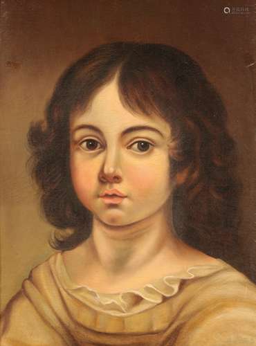 ENGLISH SCHOOL, 19TH CENTURY A naive style head and shoulders portrait of a young girl