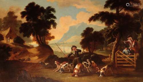 MANNER OF JAN WYCK (1652-1702) 'The Hunt' hounds and hunstman in pursuit