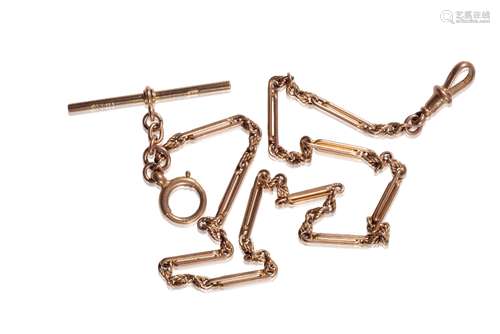 9CT GOLD CHAIN-LINK POCKET WATCH CHAIN