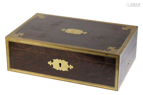 VICTORIAN COROMANDEL AND BRASS BOUND WRITING SLOPE