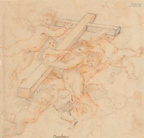 ZUCCHERI ? Study of putti raising the cross toward the heavens