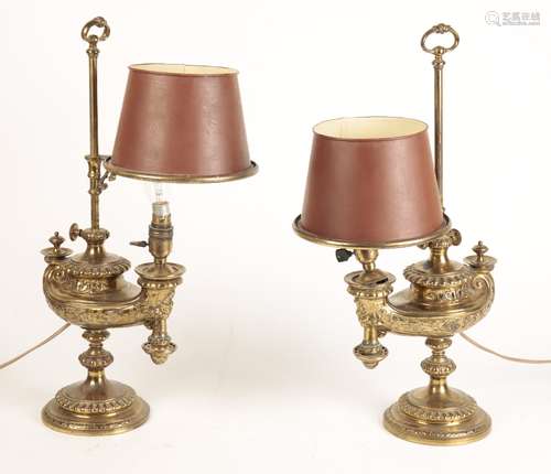 PAIR BRASS TABLE LAMPS