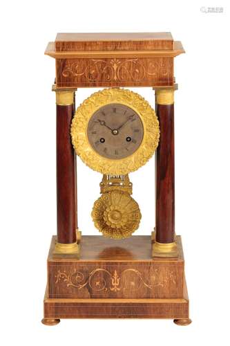 19TH CENTURY FRENCH EMPIRE STYLE PORTICO MANTLE CLOCK