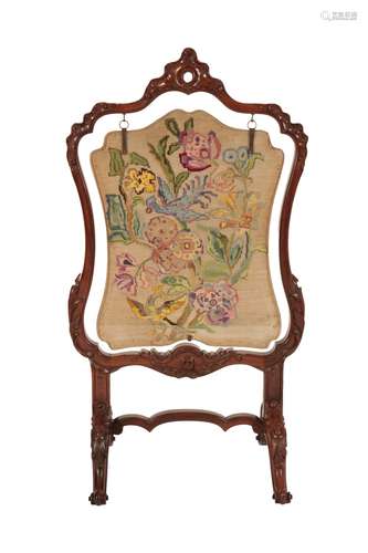 VICTORIAN WALNUT CHEVAL FIRESCREEN