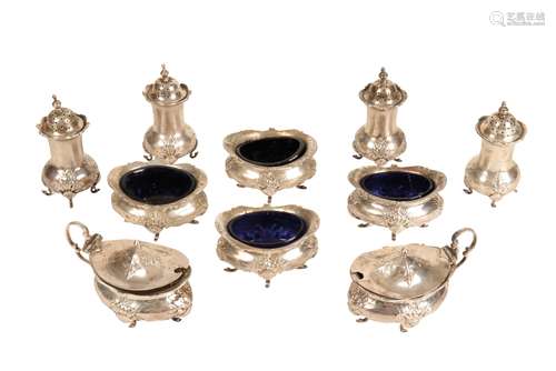 VICTORIAN SILVER TEN-PIECE CONDIMENT SET