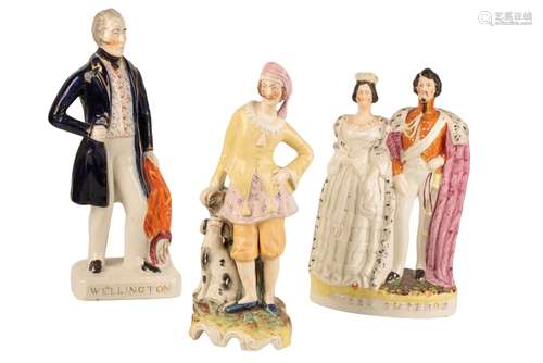 THREE STAFFORDSHIRE FIGURES