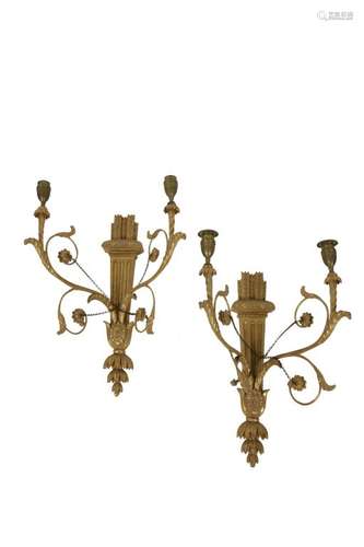 PAIR OF HEPPLEWHITE STYLE GILTWOOD WALL LIGHTS