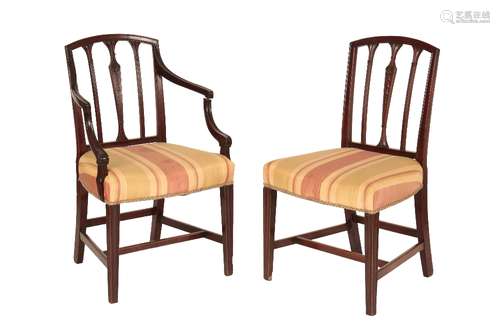 SET OF EIGHT GEORGE III STYLE MAHOGANY DINING CHAIRS