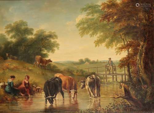 HENRY BRITTAN WILLIS (1810-1884) Cattle watering in a river