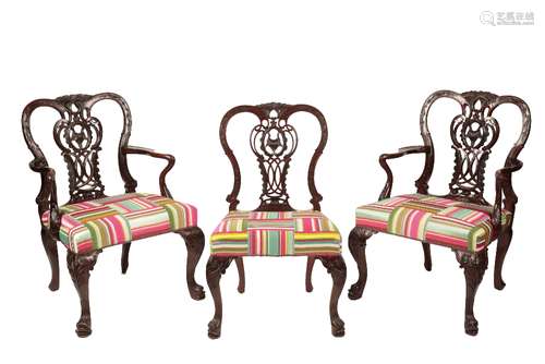 SET OF EIGHT GEORGE III STYLE MAHOGANY DINING CHAIRS