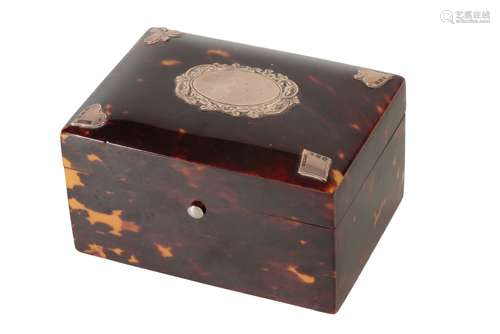 TORTOISESHELL AND SILVER MOUNTED BRIDGE BOX