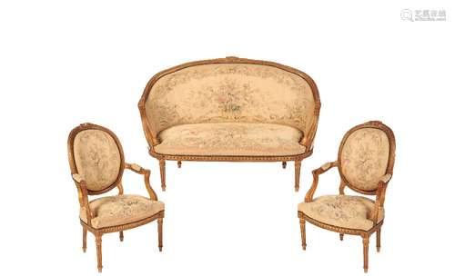 LOUIS XVI STYLE GILTWOOD DRAWING ROOM SUITE