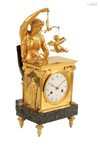 EARLY 19TH CENTURY FRENCH ORMOLU AND MARBLE MANTLE CLOCK