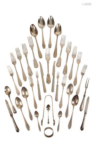 COLLECTION OF ENGLISH AND CHINESE MIXED SILVER FLATWARE