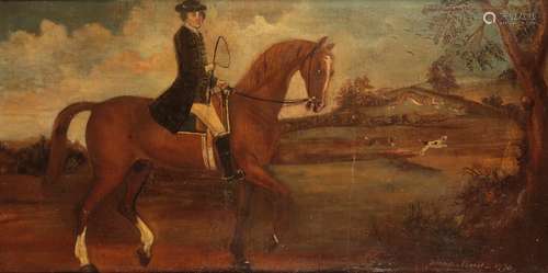 NAIVE SCHOOL, 18TH CENTURY A gentleman on horseback with three dogs pursuing a hare