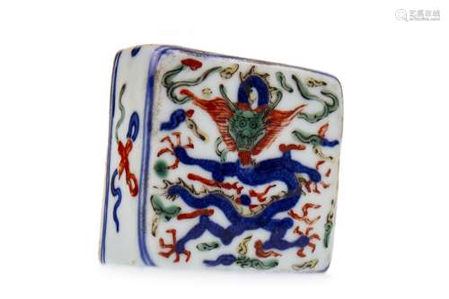 A CHINESE CERAMIC DESK WEIGHT