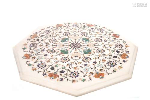 AN INDIAN MARBLE OCTAGONAL TABLE TOP