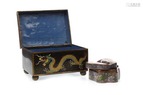 A LOT OF TWO 20TH CENTURY CHINESE CLOISONNE BOXES