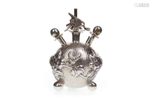 A CHINESE SILVER OPIUM BURNER