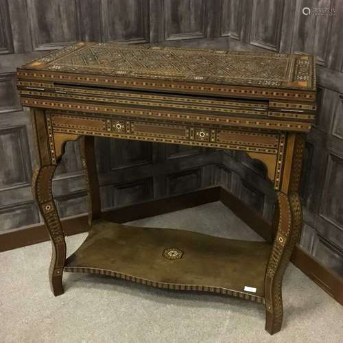 AN EARLY 20TH CENTURY EASTERN CARD TABLE