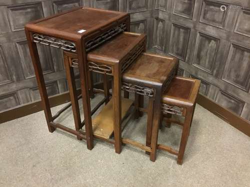 A 20TH CENTURY CHINESE NEST OF FOUR TABLES