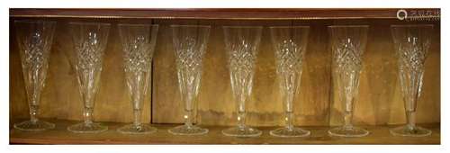 Waterford crystal - Set of eight tall slender conical glasses, 23.5cm high, all with original