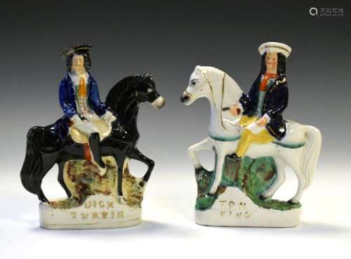 Two Staffordshire pottery figures - Dick Turpin and Tom King, 23cm high approx